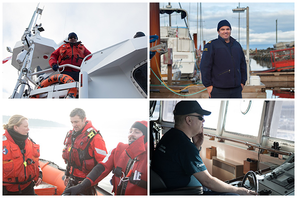 Photo of four job positions within the Canadian Coast Guard
